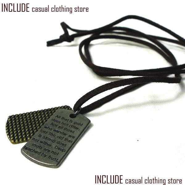 ダブルプレートアンティーク調ネックレス/チョーカー/ユニセックス/本革