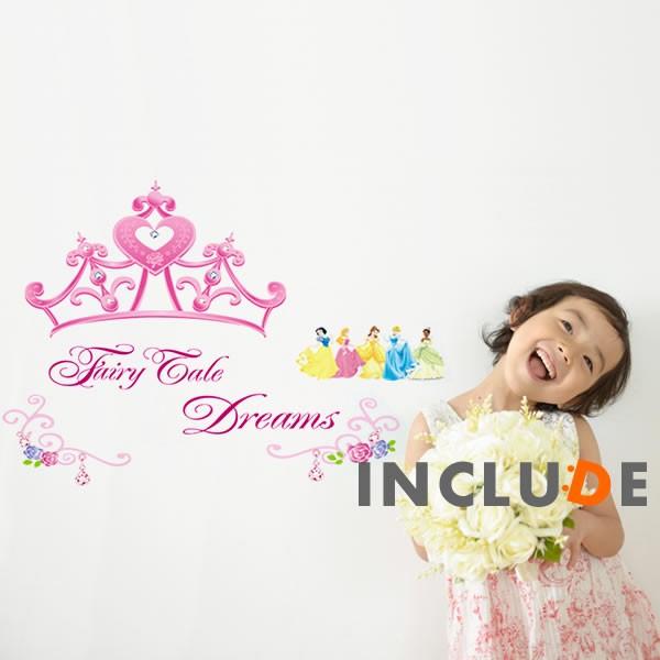 ウォールステッカー クラウン 髪飾り プリンセス 女の子 シンデレラ　ピンク 壁シール 子供部屋 北...