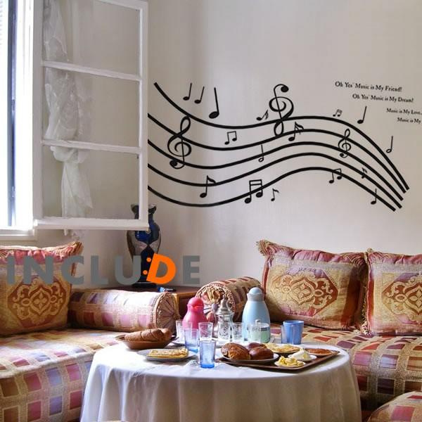 ウォールステッカー 音符 メロディ 楽譜 歌 ソング 壁シール ウォールシール 北欧 カフェ CAF...