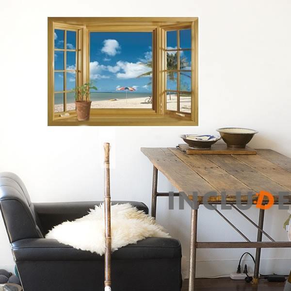 ウォールステッカー 風景 窓 景色 モナコ 地中海 海岸 砂浜 ビーチ 南国 壁シール ウォールシー...