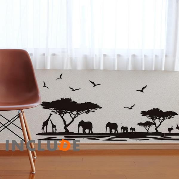 ウォールステッカー 動物 zoo ぞう きりん バオバブ サファリ アフリカ 壁シール ウォールシー...