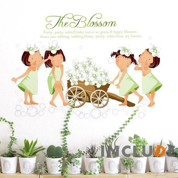 ウォールステッカー バスルーム お風呂 シャワー バブル シャボン玉 子供 女の子 お花 かわいい