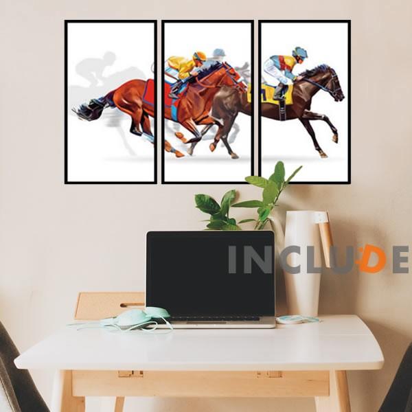ウォールステッカー サラブレッド 馬 ホース アートパネル ポスター ３枚 競馬 競走馬 血統 騎手