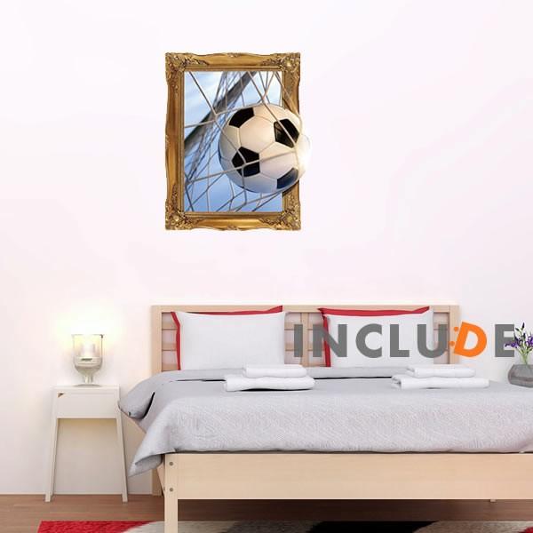 ウォールステッカー サッカー ゴール 得点 シュート ネット 突き抜ける トリックアート 3D ワー...