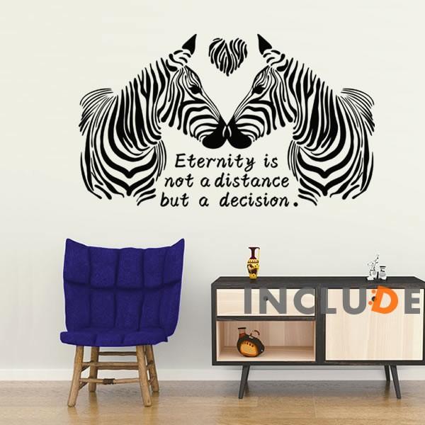 ウォールステッカー 動物 アニマル 誕生日 しまうま ゼブラ ハート ロゴ モノトーン 自然 アート...