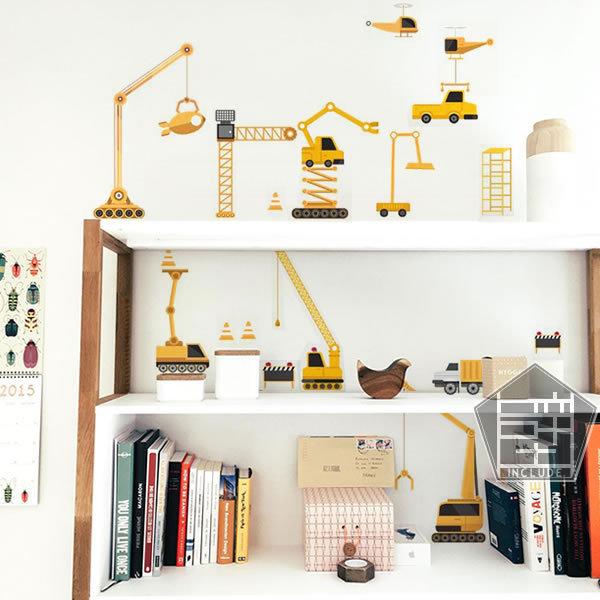 壁ステッカー ウォールステッカー はたらく車 工事車両 トラック クレーン ヘリコプター バルーン ...