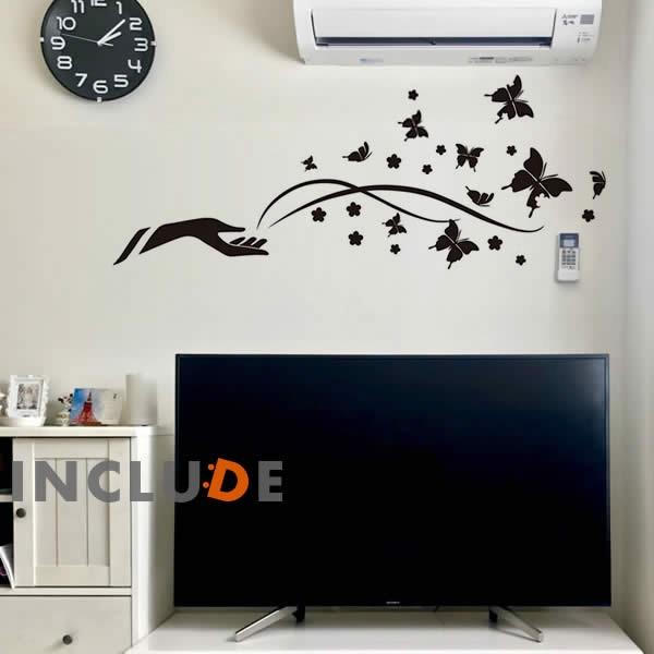 ウォールステッカー バタフライ マジシャン 手品師 煌き きれいな手 妖艶 トライバル Tribal...