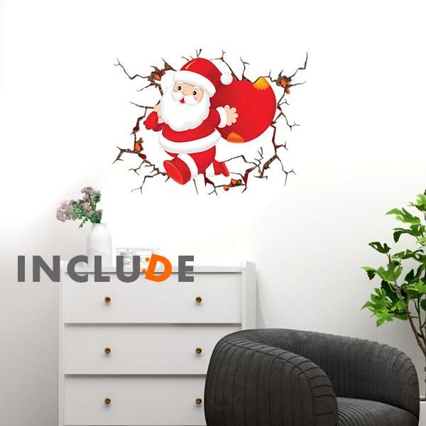 ウォールステッカー メリークリスマス サンタさん プレゼントを持ってきた 壁を壊す トリックアート ...
