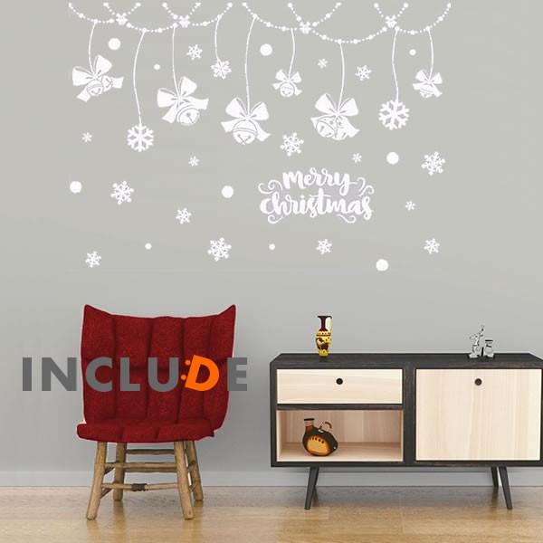 ウォールステッカー ガラスフィルム ウィンドウフィルム メリークリスマス オーナメント リボン ベル...