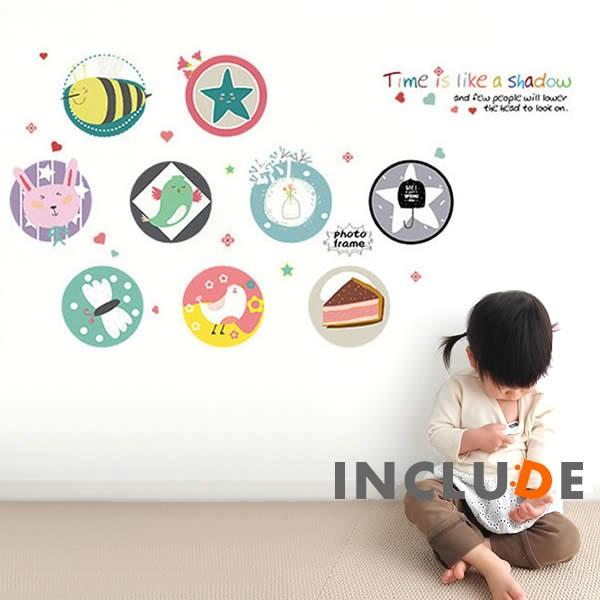 ウォールステッカー 丸い絵 カラフル レインボー ロゴ お皿に絵 オリジナル ジムボバート風 BEE...