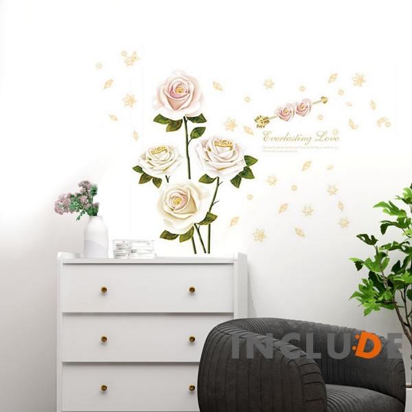 ウォールステッカー バラ 薔薇 アンティークローズ ローズ コサージュ アンティークベージュ ラウン...