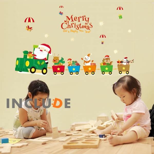 ウォールステッカー クリスマス Xmas サンタクロース 赤鼻 トナカイ プレゼント クリスマスイブ...