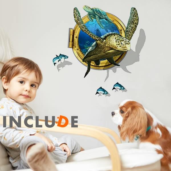 ウォールシール 海がめ ウミガメ 海亀 seaturtle 海を飛ぶ アーケロン 綺麗な海 落ち着く...