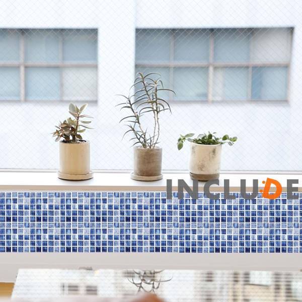 ウォールステッカー タイル柄 組み合わせ自由 フラッグ ランダム マーブル 青いタイル ブルー ブロ...