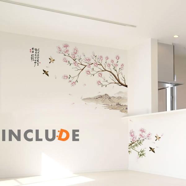 ウォールステッカー 春 春眠 春の訪れ 鶯 ウグイス うぐいす メジロ モクレン 木蓮 花 山 山の...