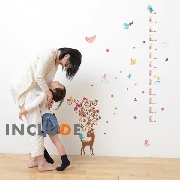 ウォールステッカー 身長計 バンビ 小鹿 鹿 チュンチュン かわいい キッズ 成長 記録 身長記録 ...