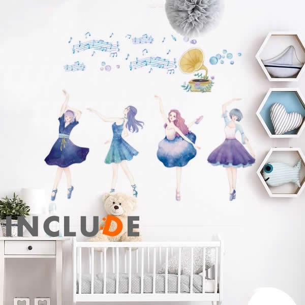 壁ステッカー ウォールステッカー ダンサー バレリーナ 女性 レコード 音楽 コンテスト SHOW ...