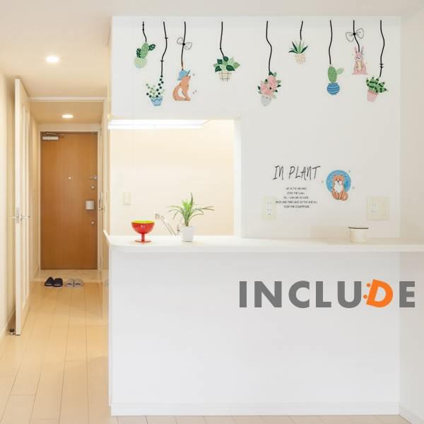 ウォールステッカー サボテン 多肉植物 プランター 吊るして飾る 柴犬 アンティーク ハンギングバス...