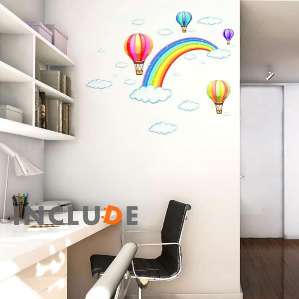 ウォールステッカー キッズ 子供 虹 レインボー 七色の橋 気球 飛行船 バルーンツアー 気球ツアー...