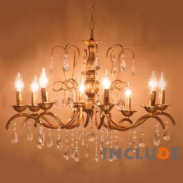 シャンデリア 吊照明 6灯 クリスタルガラス クリスタルパーツ ゴールド ブラケット シーリングライ...