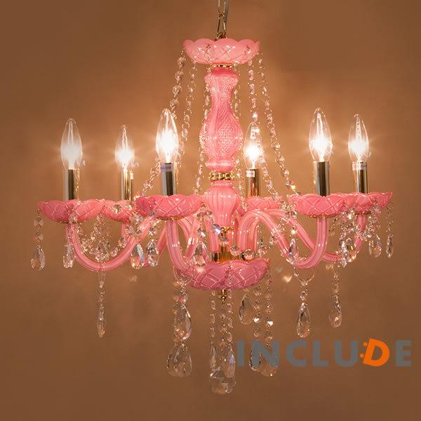 ピンクガラス 照明 6灯 ウォールライト ウォールランプ ブラケット シャンデリア クリスタルガラス...