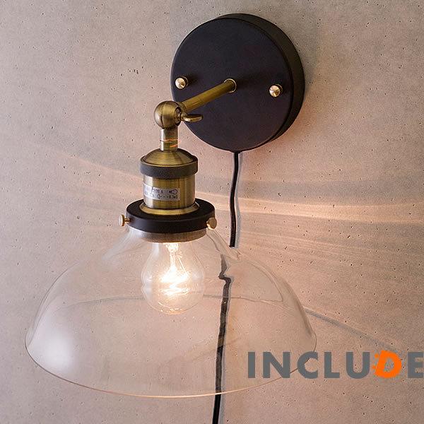 アイアン 真鍮 ガラス ブラケット ウォールライト 壁照明 1灯 LED ウォールランプ レトロ シ...