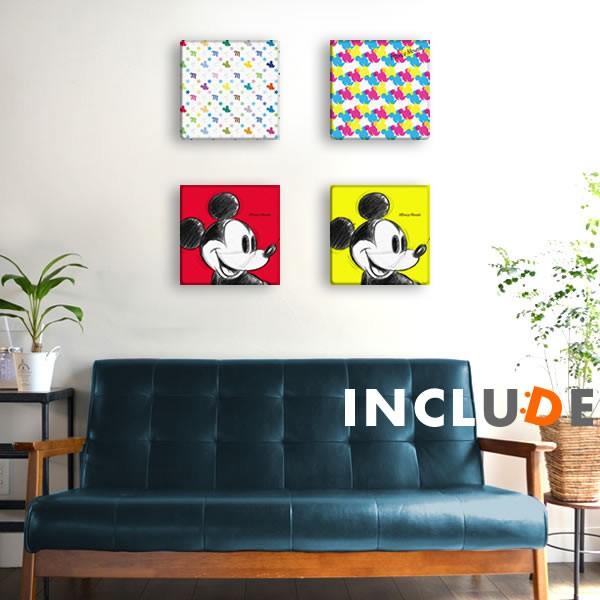アートパネル ミッキーがいっぱい ミッキーマウス マルチカラー 青 ピンク 黄色 手書き風 ポスター...
