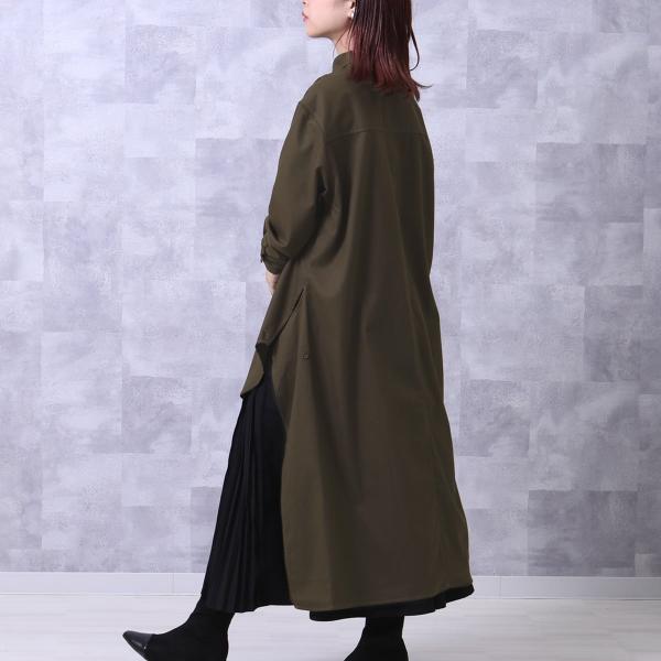 後ろ丈を長めにしたハイセンスなロングシャツ ギャバ起毛バックロングシャツ