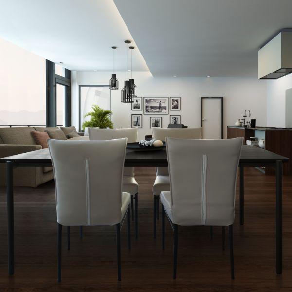 組立設置付 スチール脚ダイニングセット 幅180 5点 チェア ウォールナット ナチュラル ブラック...