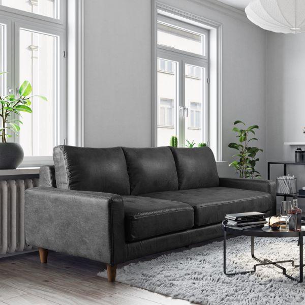 組立設置付 高密度ウレタン 3人掛け肘付きソファ(合皮タイプ) 幅210cm  ソファー コーナー ...