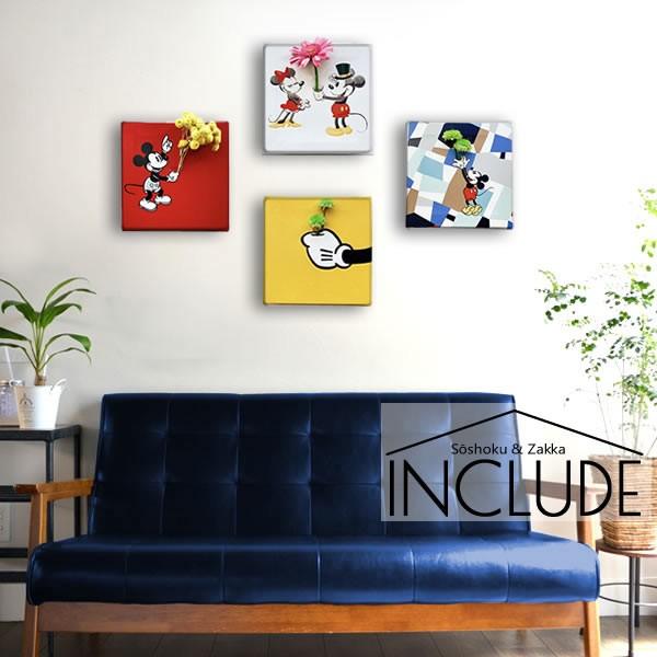 [20cm×20cm] アートパネル ミッキーマウス ミッキー ミニーマウス ミニー 生け花 花挿し...