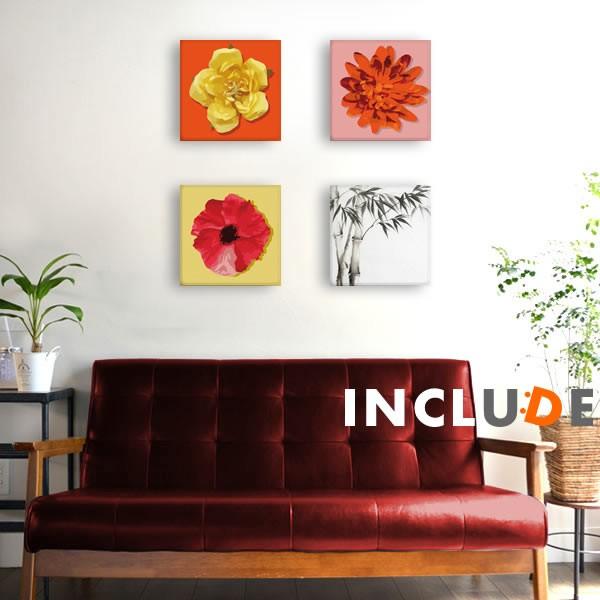 アートパネル ファブリックボード 黄色の花 花 オレンジの花 竹 水墨画 嵐山 嵯峨野 フラワー 赤...