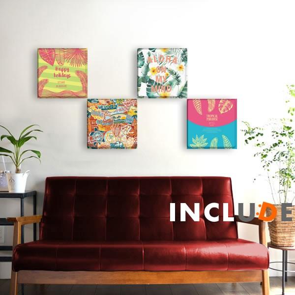 アートパネル ファブリックボード ヤシの実 トロピカルフラワー グリーン モンステラ サイカス バナ...