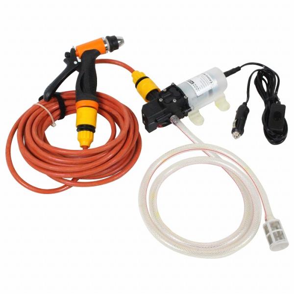 電動 高圧洗浄機 ポータブル 12V 80W シガーソケット 給電 電動式 0.68Mpa 高出力 ...
