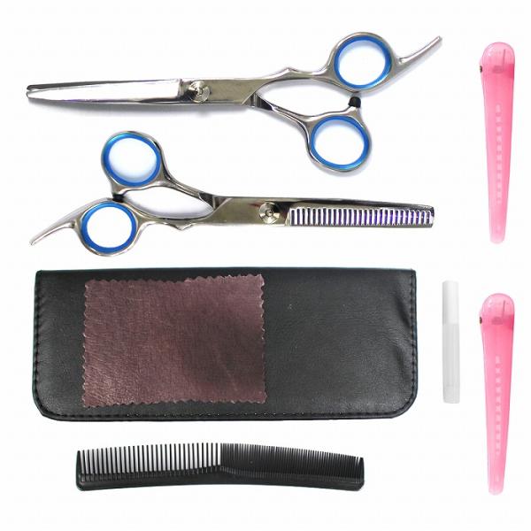 散髪 ハサミ 7点セット はさみ すきばさみ 2本 ヘアーカット トリミング シザー セニングシザー...