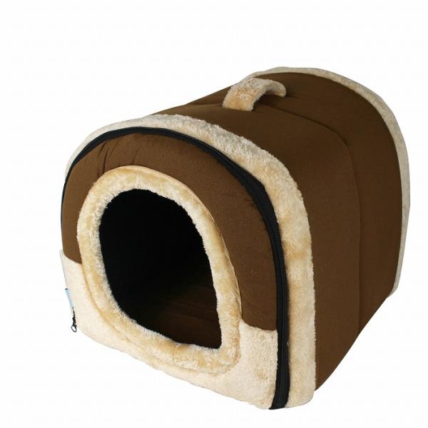 Sサイズ ペットハウス 折りたたみ式 ペット ベッド チワワ 小型 犬 猫 サイズ ブラウン 茶色 ...