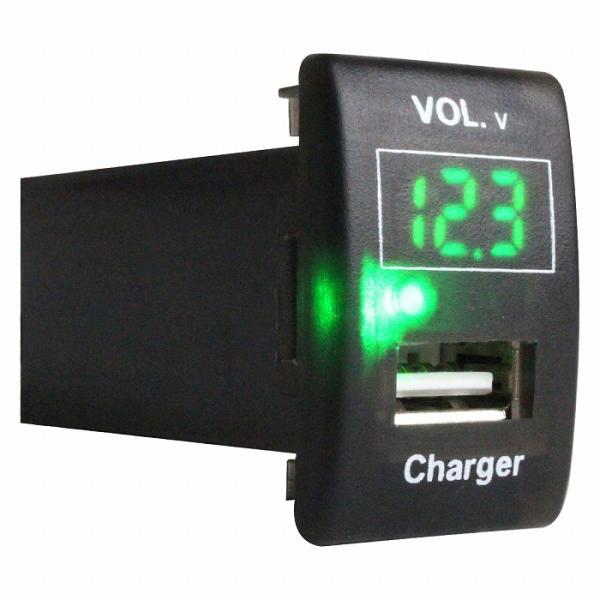 スズキAタイプ ワゴンR MH23S LED発光：グリーン 電圧計表示 USBポート 充電 12V ...