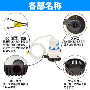 12V ビルジポンプ 500GPH 海水 対応...の詳細画像3
