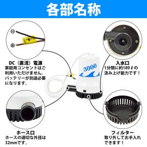 12V/24V ビルジポンプ 3000GPH ...の詳細画像4