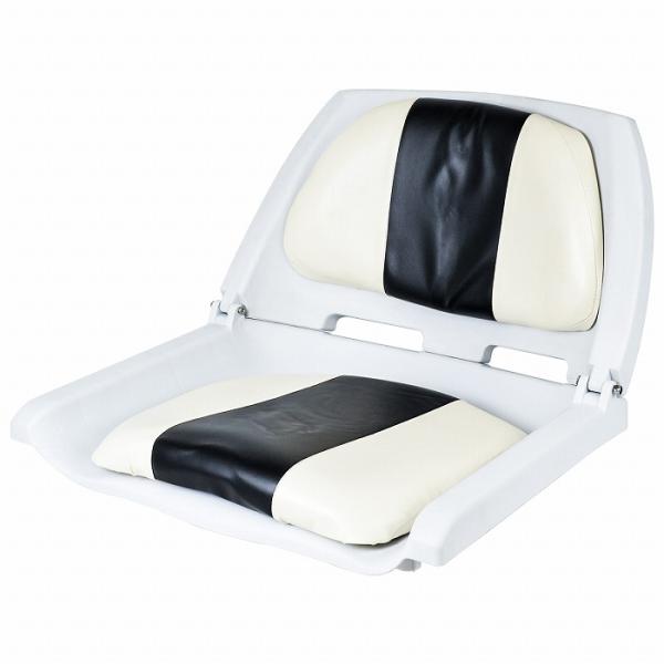ボートシート 白×紺 ボート 船 イス 椅子 マリン シート 折りたたみ式 釣り クルージング 合成...