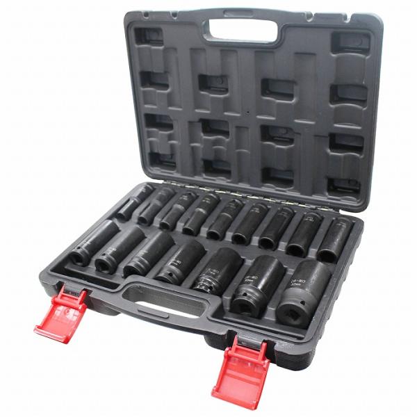 インパクト ディープソケット レンチ 差込角 1/2 12.7mm 16本 セット エア 工具 ロン...