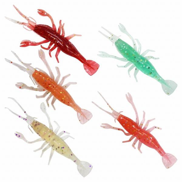 【訳あり】 5個セット エビ型ワーム 8cm/80mm ルアーセット ルアー 中型 5色 疑似餌 擬...