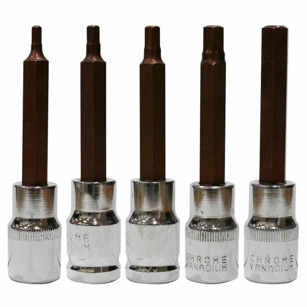 4mm/5mm/6mm/8mm/10mm 5本セット 差込角 3/8インチ ヘックスビットソケットセ...