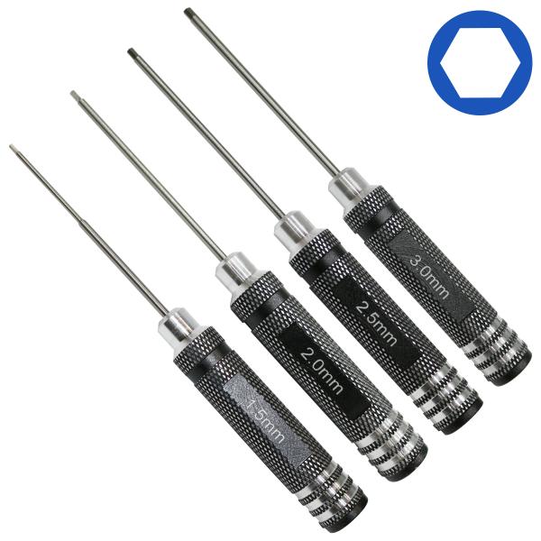 六角レンチ ドライバー 1.5mm 2.0mm 2.5mm 3.0mm 4本セット 高硬度 アルミ製...