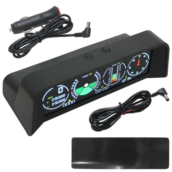 デジタル クリノメーター 傾斜計 前後 左右 スピード 方位 時刻 電圧 コンパス 汎用 12v 2...