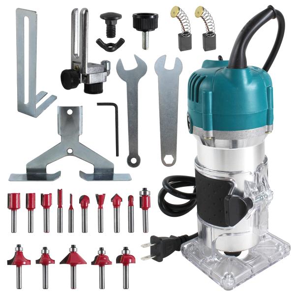 木工 電動トリマー ルータービット 15本セット 100V 800W 面取り 溝切り 加工 工具 ツ...