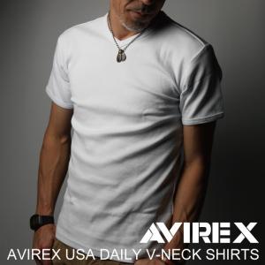 (アビレックス) AVIREX アヴィレックス デイリーシリーズ Vネック Ｔシャツ テレコ素材  半袖 メンズ レディース【617351】｜Indeeg