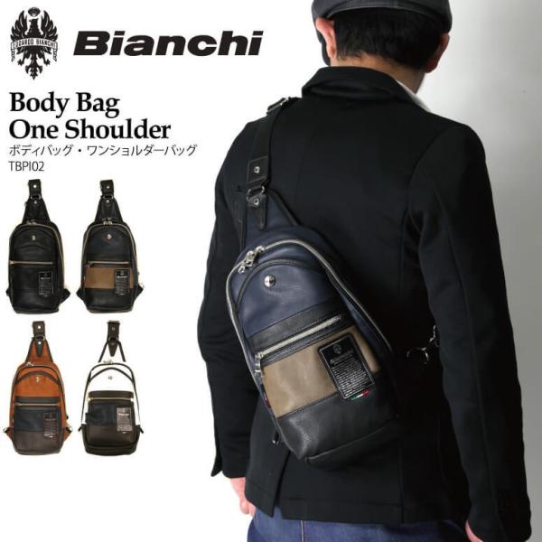 (ビアンキ) Bianchi ボディバッグ ワンショルダー ショルダーバッグ フェイクレザー メンズ...
