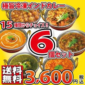 特価　セール　送料無料　限定　冷凍インドカレー　カレー15種から選べる6種特盛セット!!