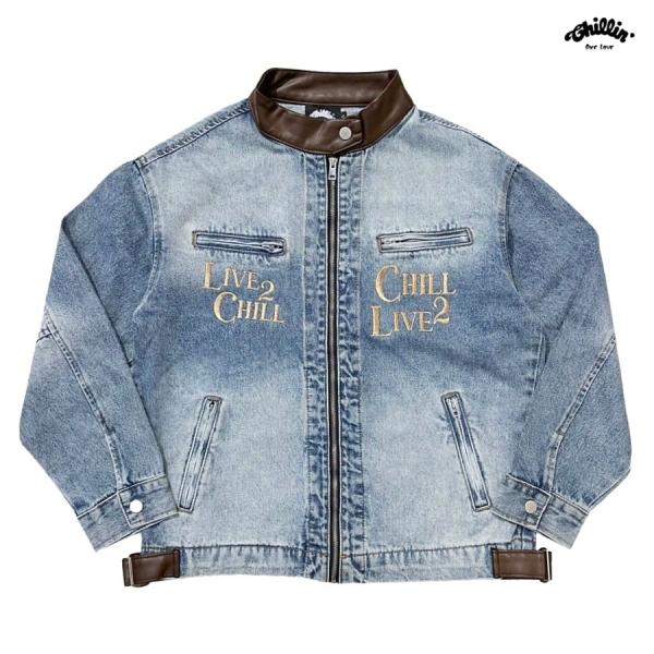 CHILLIN チリン デニムジャケット アウター ジャケット ジーンズ ライダースジャケット 長袖...